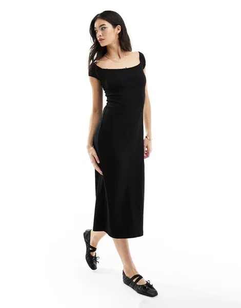 Черное платье миди доярки Miss Selfridge