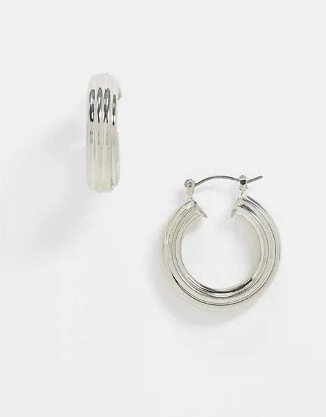 Серебристые серьги-кольца с отделкой ASOS DESIGN-Серебряный