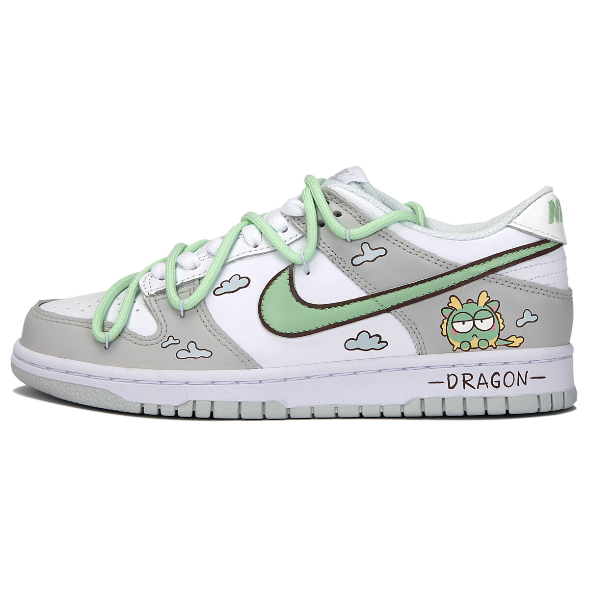 Кроссовки Nike Dunk Skateboarding Shoes Women's Low-top Gray, зеленый