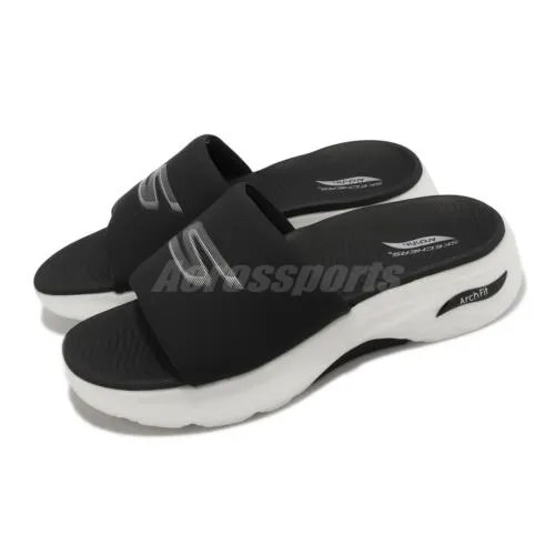 Черно-белые мужские сандалии Skechers Max Cushioning Arch Fit Prime-Optimus 229144-BKW