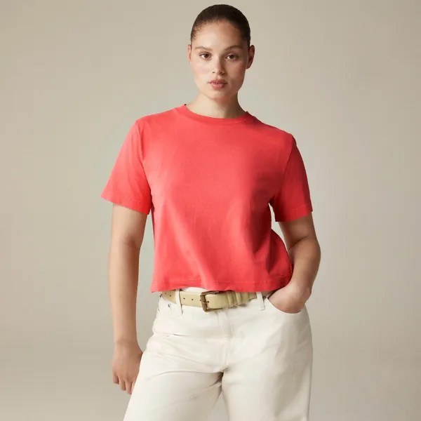 Свободная укороченная футболка премиум-класса J.Crew, красный