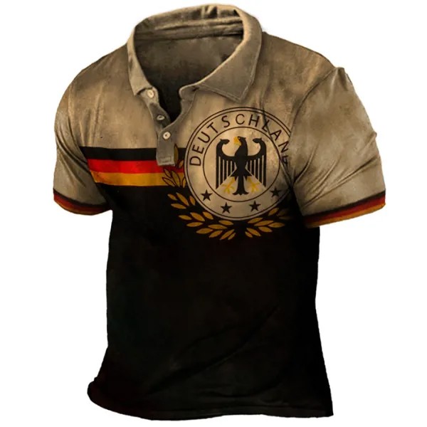 Мужская винтажная рубашка поло с принтом немецкого орла