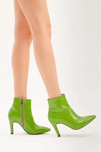Женские зеленые удобные ботинки на тонком каблуке TONNY BLACK