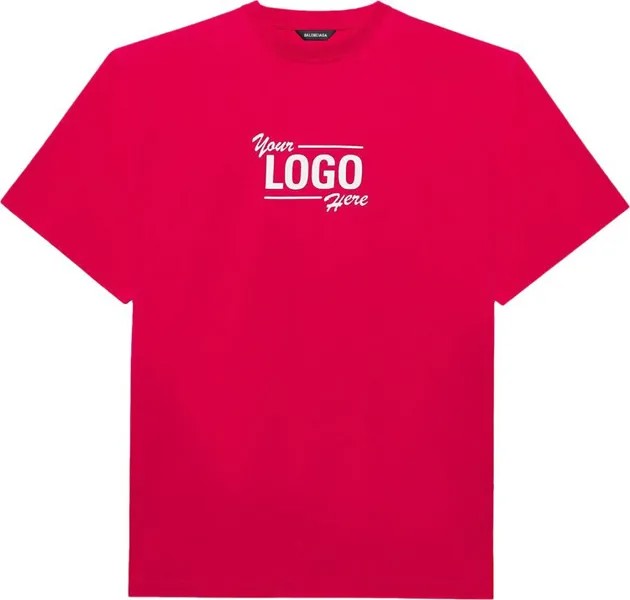 Футболка Balenciaga Logo Here Flatground T-Shirt 'Raspberry/White', фиолетовый