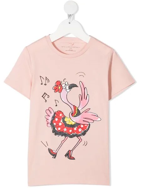 Stella McCartney Kids футболка с принтом Dancing Flamingo