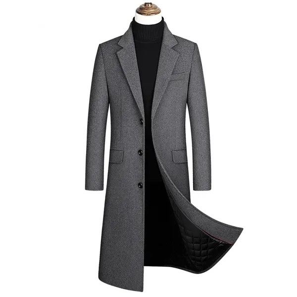 Новинка Осень-зима 2022 шерстяное пальто Мужская ветровка Корейская версия облегающее длинное шерстяное пальто с рисунком