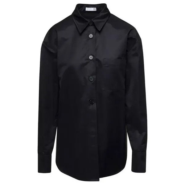 Футболка long-sleeve shirt with tonal buttons in cott Douuod, черный
