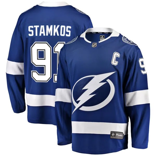 Мужская синяя футболка с логотипом Steven Stamkos Tampa Bay Lightning Player Fanatics