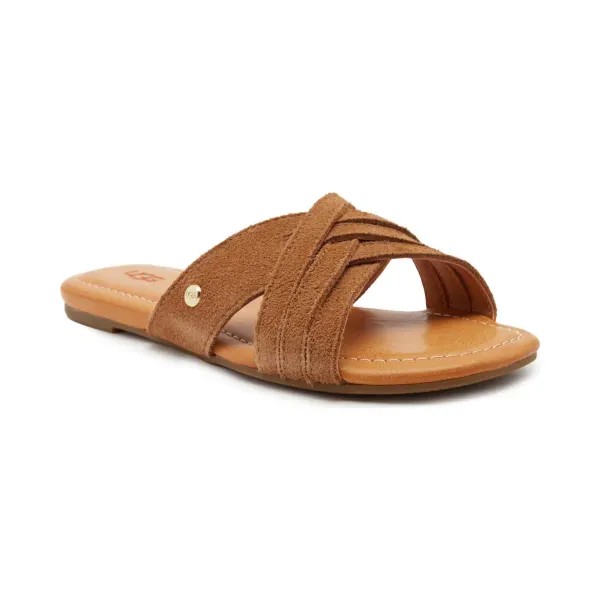 Кожаные тапочки Ugg, коричневый