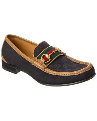 Мужские лоферы из парусины и кожи Gucci Web Gg