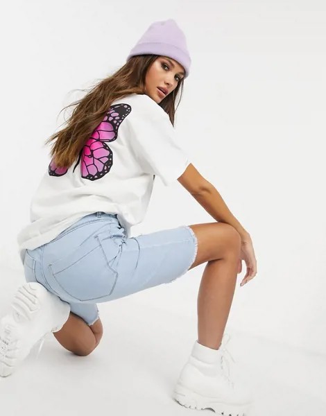Футболка в стиле oversized с принтом на спине HNR LDN-Белый
