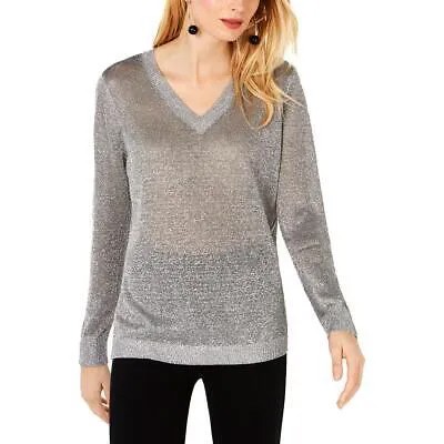 Женская рубашка с v-образным вырезом цвета металлик и садом INC, пуловер, свитер, топ XS BHFO 9507