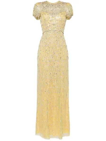 Jenny Packham платье Aster с кристаллами, желтый