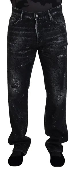 Джинсы DSQUARED2, черные рваные джинсы с украшением кристаллами IT48/W34/M, рекомендованная цена 1900 долларов США
