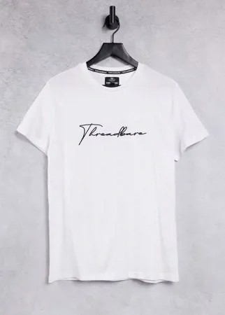 Белая базовая футболка с большим логотипом-подписью Threadbare-Белый