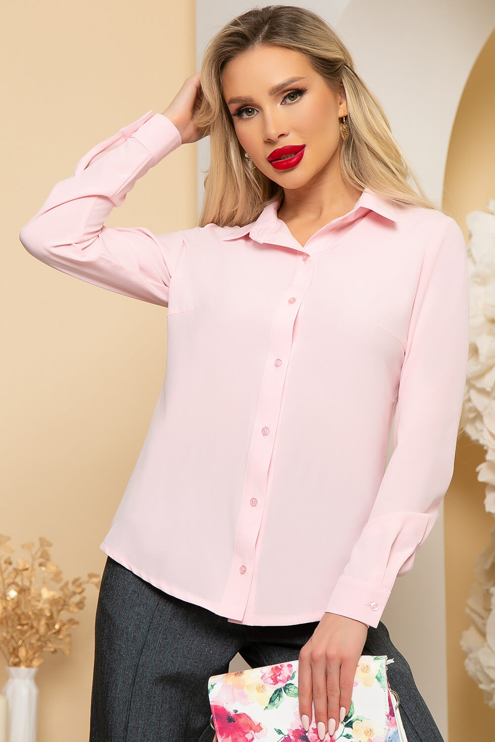Рубашка женская LT Collection Хейзел розовая 48 RU