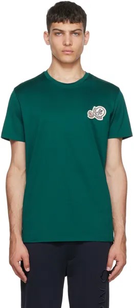 Зеленая хлопковая футболка Moncler