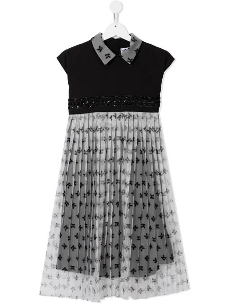 Karl Lagerfeld Kids плиссированное платье из тюля и логотипом