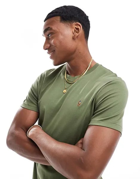 Темно-серая хлопковая футболка Polo Ralph Lauren Pima с логотипом бренда