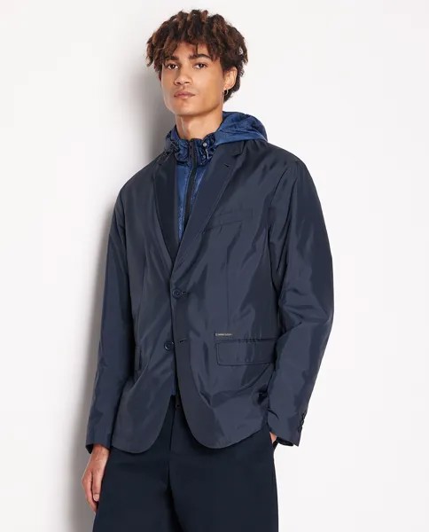 Мужская нейлоновая спортивная куртка с капюшоном Armani Exchange, темно-синий