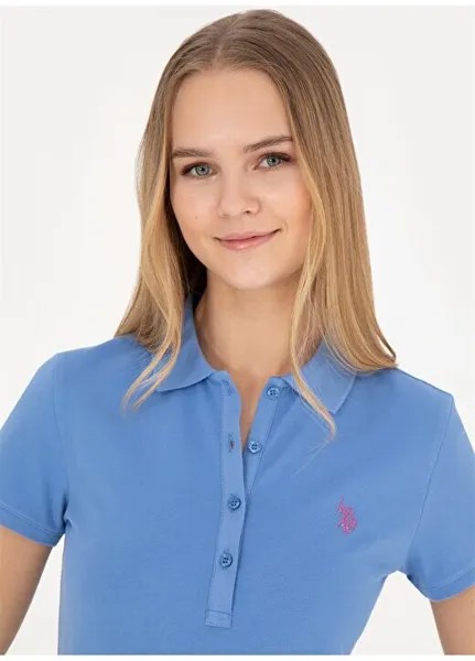 Темно-синяя женская футболка с воротником поло GTP-IY24 U.S. Polo Assn., темно-синий