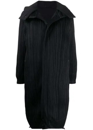 Pleats Please Issey Miyake плиссированное пальто с капюшоном