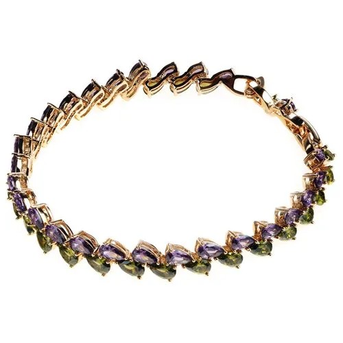 Браслет-цепочка XUPING JEWELRY, фианит, размер 20 см, размер M, фиолетовый, зеленый