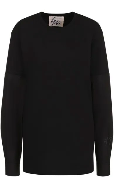 Хлопковый лонгслив с круглым вырезом Yohji Yamamoto