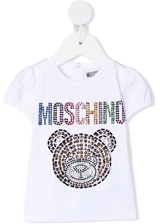 Moschino Kids футболка с пышными рукавами и стразами