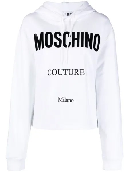 Moschino укороченное худи с логотипом, белый