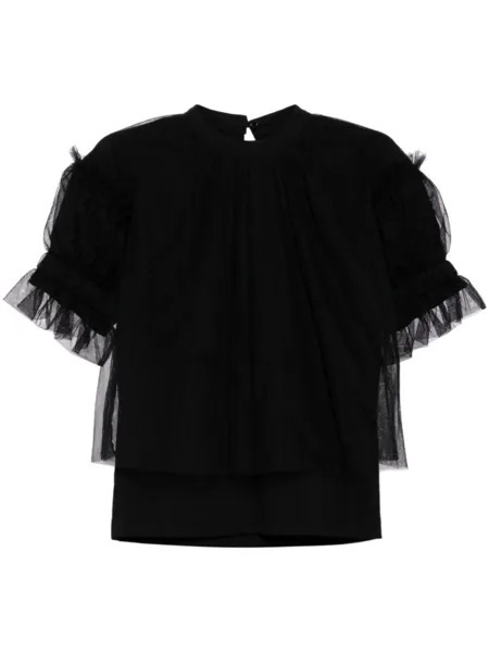 Noir Kei Ninomiya футболка с рукавами из тюля, черный