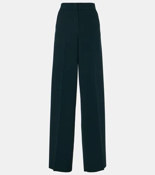 Брюки Leccio с высокой посадкой, широкие, из кади Max Mara, цвет bosco