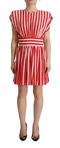 DOLCE - GABBANA Платье А-силуэта в красно-белую полоску из шелка мини IT40/US6/S Рекомендуемая розничная цена 2800 долларов США