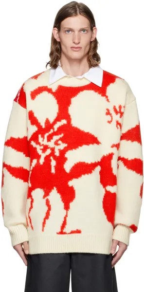 Off-White и красный жаккардовый свитер Dries Van Noten