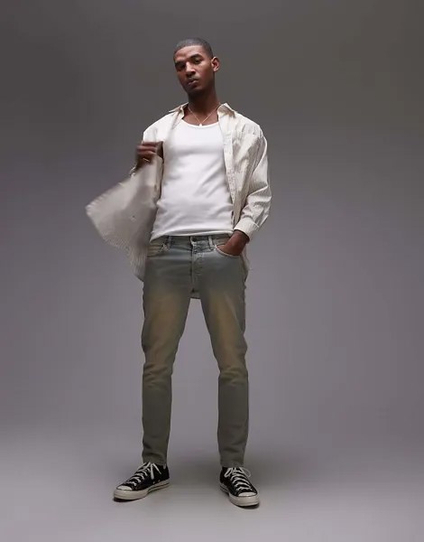 Тонированные джинсы Topman средней степени стирки