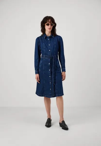 Джинсовое платье PUFF SLEEVES DRESS 7 for all mankind, темно-синий