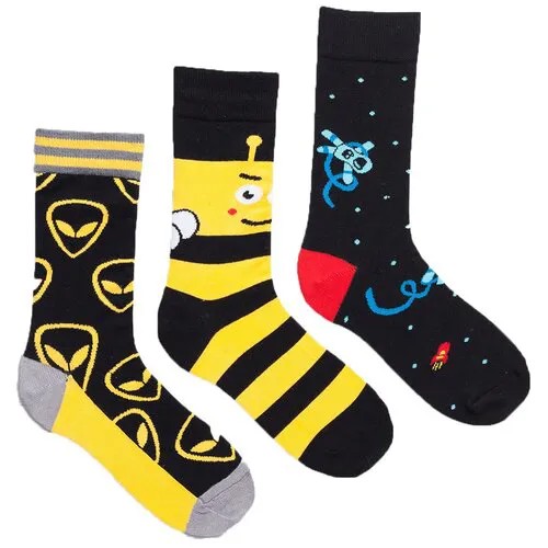 Мужские носки Lunarable, классические, фантазийные, размер 40-43, черный, желтый