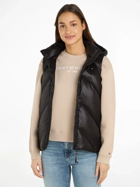 Пуховик Tommy Hilfiger с вышитым логотипом, черный