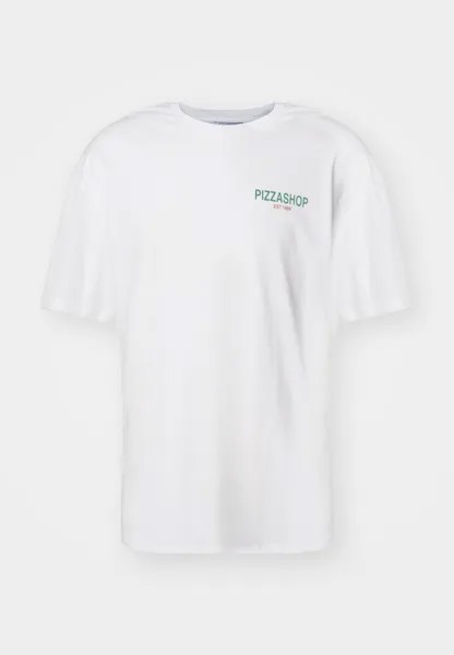 Футболка с набивным рисунком Jorpizzashop Tee Crew Neck Unisex Jack & Jones, ярко-белая