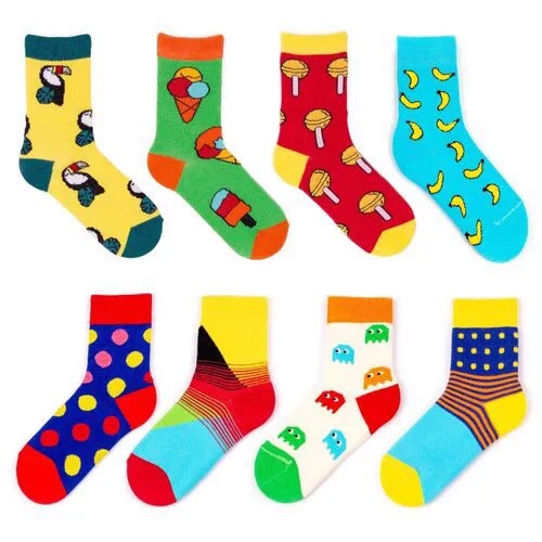 Детские цветные носки, набор 8 пар, р-р 14-16