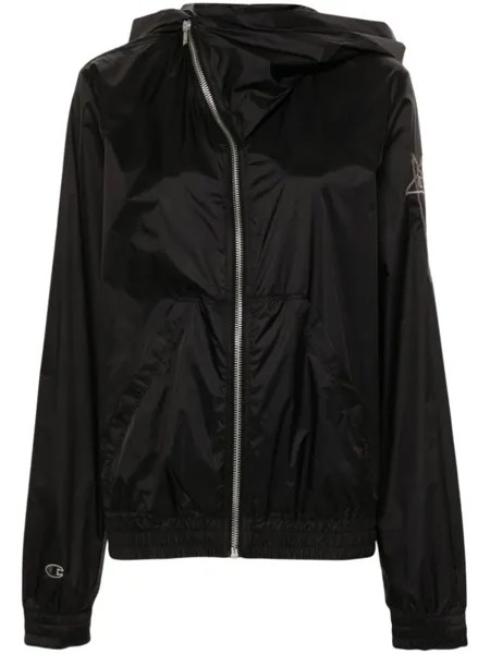 Rick Owens X Champion куртка с капюшоном и вышитым логотипом, черный