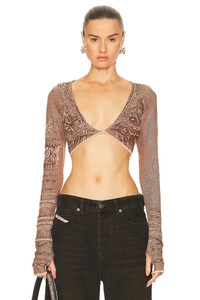 Топ Jean Paul Gaultier Soleil Cropped Long Sleeve, цвет Bronze & Orange