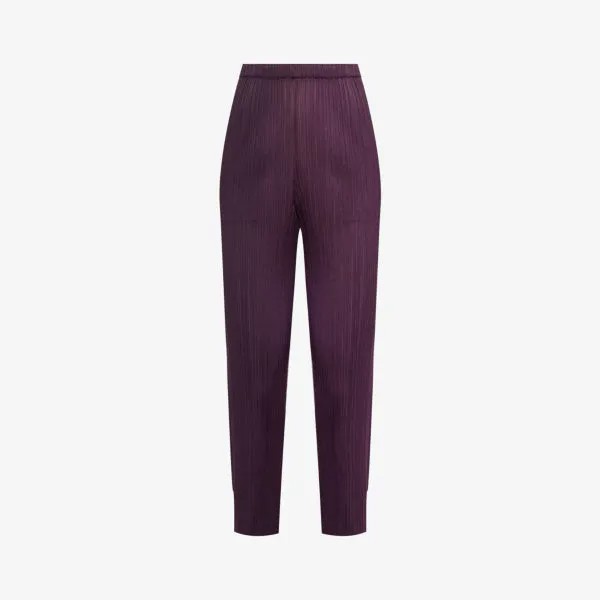 Трикотажные брюки прямого кроя со складками и средней посадкой Pleats Please Issey Miyake, фиолетовый