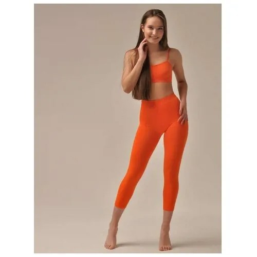 Легинсы  Mirey, прилегающий силуэт, повседневный стиль, карманы, стрейч, размер 50/XL, оранжевый