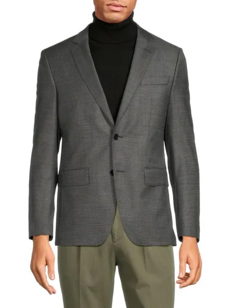 Огромный приталенный пиджак из текстурированной смеси натуральной шерсти Boss, серый