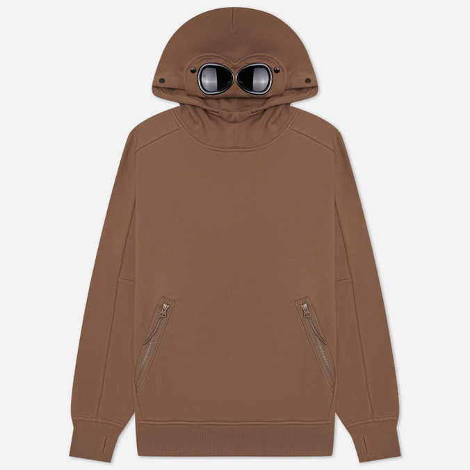 Мужская толстовка C.P. Company Goggle Hoodie Diagonal Raised Fleece коричневый, Размер S