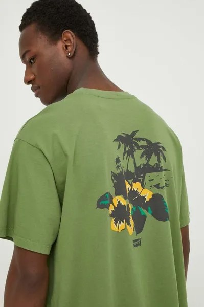 Хлопковая футболка Levi's, зеленый