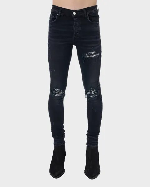 Мужские джинсы скинни MX1 с нашивками из букле и потертостями Amiri