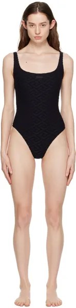 Черный цельный купальник с монограммой Versace Underwear