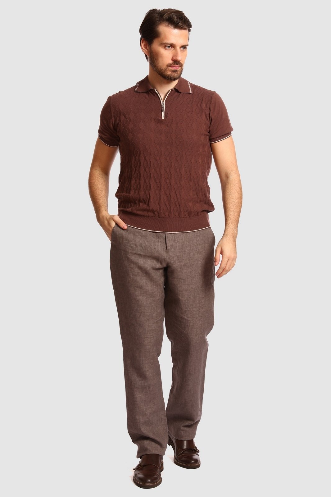 Футболка-поло мужская 20S-PZW18SS-T/40 Kanzler коричневая L